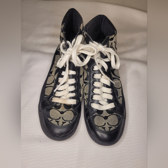 Coach Ellis High Top Signature Monogrammed Sneakers sz 6 - Picture 5 of 11